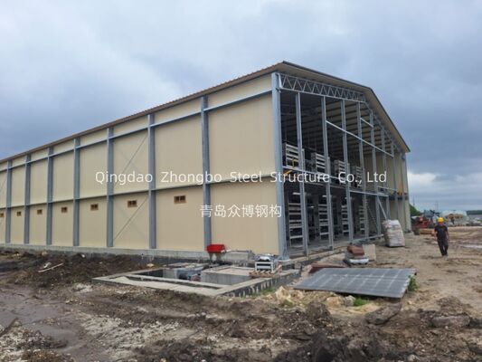 Maison de volaille de structure métallique préfabriquée en acier Q235/Q355 avec 50 ans de durée de vie et de conception personnalisée